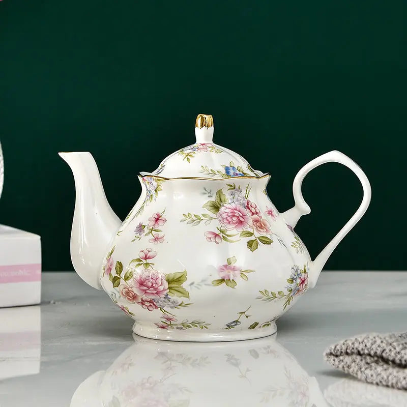 European Bone Porcelain Black Tea Pot British Afternoon Tea Set High-End Ceramic Coffee Pot Heat-Resistant Water Kettle 400ML