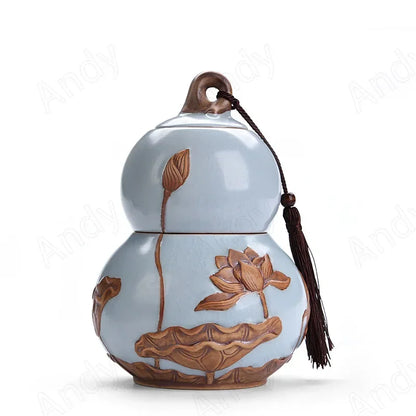 European Ceramic Tea Pot Ice Cracked Glaze Decor Seal Storage Jar with Lid Modern Living Room Desktop Candy Jars Home Decoration
