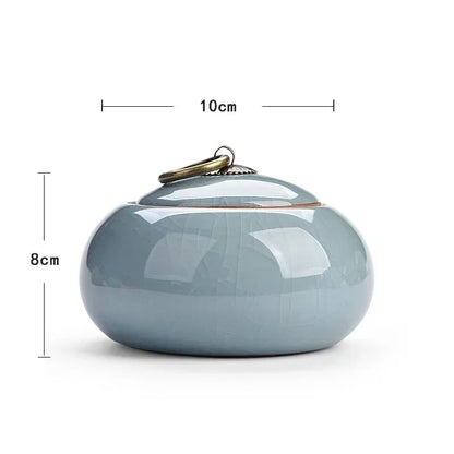 European Ceramic Tea Pot Ice Cracked Glaze Decor Seal Storage Jar with Lid Modern Living Room Desktop Candy Jars Home Decoration