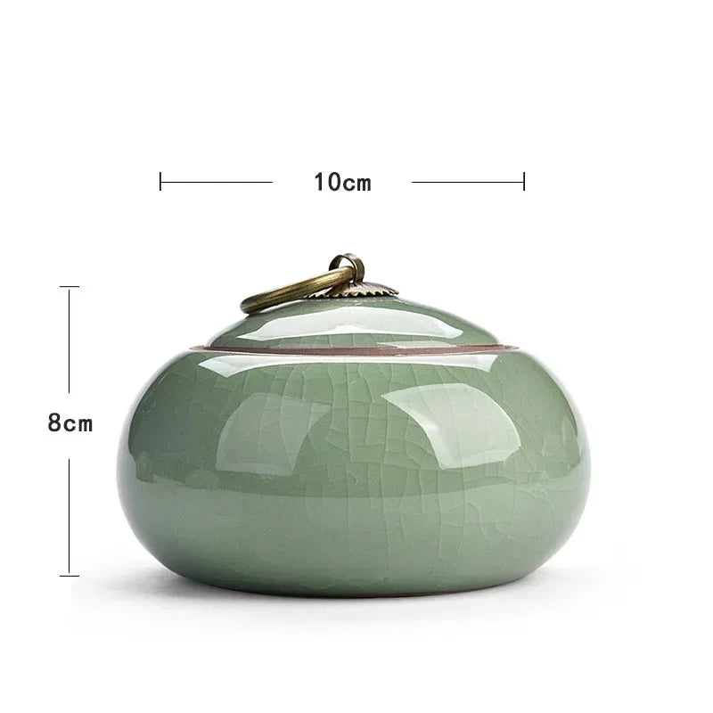 European Ceramic Tea Pot Ice Cracked Glaze Decor Seal Storage Jar with Lid Modern Living Room Desktop Candy Jars Home Decoration