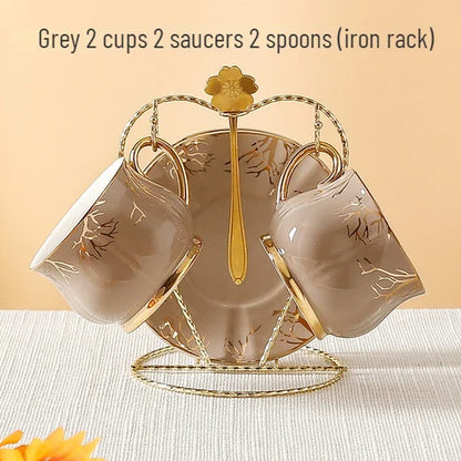 European Coffee Cup Household Afternoon Tea Set High Appearance Level Ceramic Gold Cup Light Luxury Coffee Cup and Saucer Set