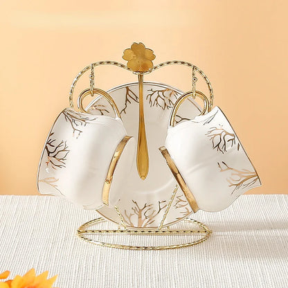 European Coffee Cup Household Afternoon Tea Set High Appearance Level Ceramic Gold Cup Light Luxury Coffee Cup and Saucer Set