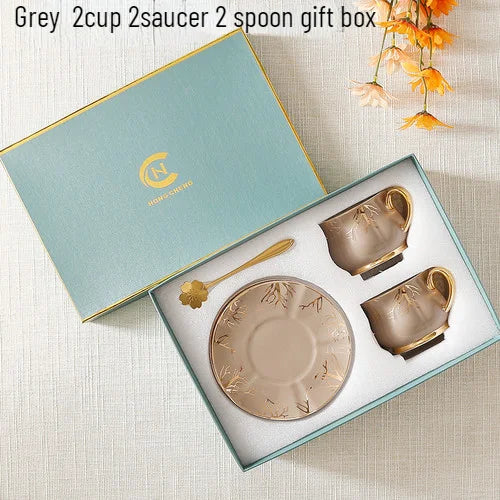 European Coffee Cup Household Afternoon Tea Set High Appearance Level Ceramic Gold Cup Light Luxury Coffee Cup and Saucer Set