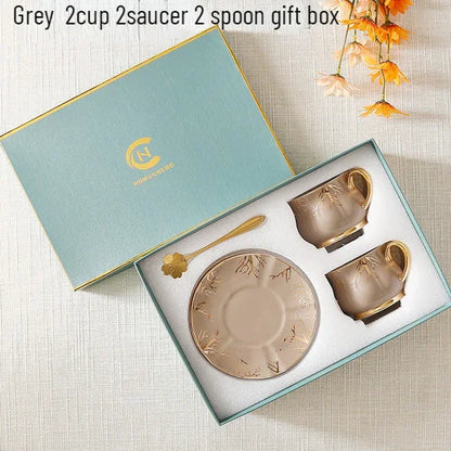 European Coffee Cup Household Afternoon Tea Set High Appearance Level Ceramic Gold Cup Light Luxury Coffee Cup and Saucer Set