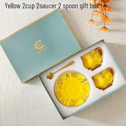 European Coffee Cup Household Afternoon Tea Set High Appearance Level Ceramic Gold Cup Light Luxury Coffee Cup and Saucer Set