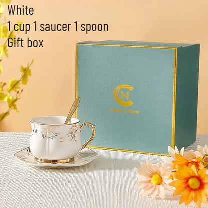 European Coffee Cup Household Afternoon Tea Set High Appearance Level Ceramic Gold Cup Light Luxury Coffee Cup and Saucer Set
