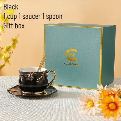 European Coffee Cup Household Afternoon Tea Set High Appearance Level Ceramic Gold Cup Light Luxury Coffee Cup and Saucer Set