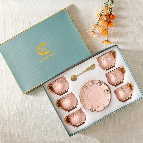 European Coffee Cup Household Afternoon Tea Set High Appearance Level Ceramic Gold Cup Light Luxury Coffee Cup and Saucer Set