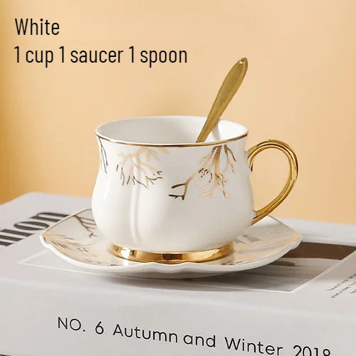 European Coffee Cup Household Afternoon Tea Set High Appearance Level Ceramic Gold Cup Light Luxury Coffee Cup and Saucer Set
