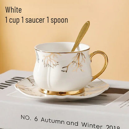 European Coffee Cup Household Afternoon Tea Set High Appearance Level Ceramic Gold Cup Light Luxury Coffee Cup and Saucer Set