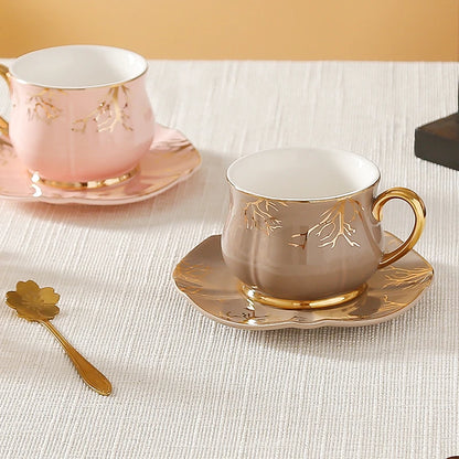 European Coffee Cup Household Afternoon Tea Set High Appearance Level Ceramic Gold Cup Light Luxury Coffee Cup and Saucer Set