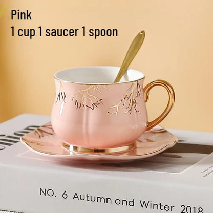 European Coffee Cup Household Afternoon Tea Set High Appearance Level Ceramic Gold Cup Light Luxury Coffee Cup and Saucer Set