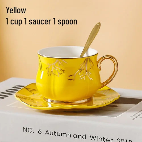 European Coffee Cup Household Afternoon Tea Set High Appearance Level Ceramic Gold Cup Light Luxury Coffee Cup and Saucer Set