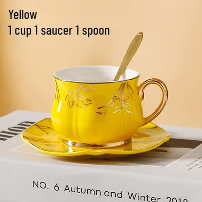 European Coffee Cup Household Afternoon Tea Set High Appearance Level Ceramic Gold Cup Light Luxury Coffee Cup and Saucer Set