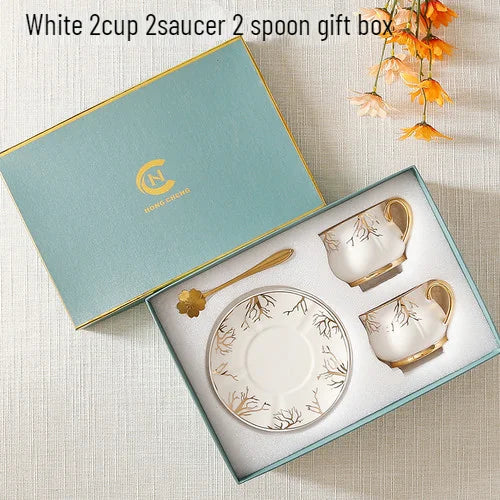 European Coffee Cup Household Afternoon Tea Set High Appearance Level Ceramic Gold Cup Light Luxury Coffee Cup and Saucer Set
