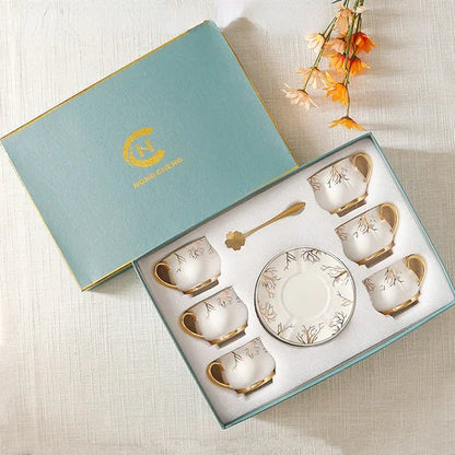 European Coffee Cup Household Afternoon Tea Set High Appearance Level Ceramic Gold Cup Light Luxury Coffee Cup and Saucer Set