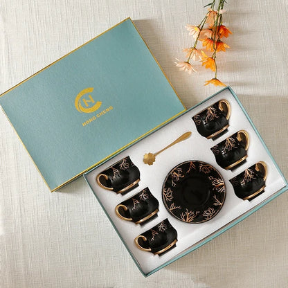 European Coffee Cup Household Afternoon Tea Set High Appearance Level Ceramic Gold Cup Light Luxury Coffee Cup and Saucer Set