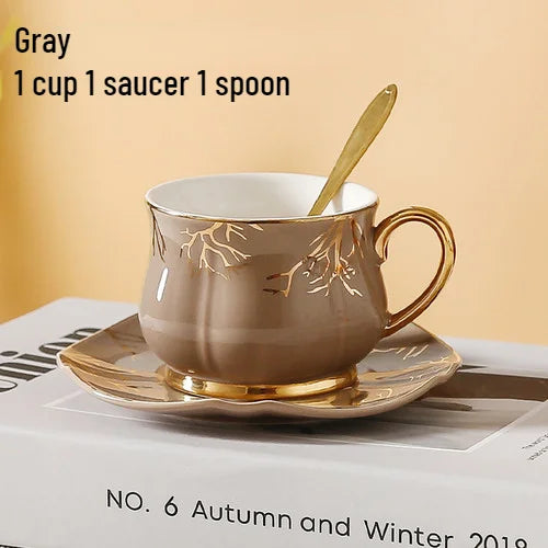 European Coffee Cup Household Afternoon Tea Set High Appearance Level Ceramic Gold Cup Light Luxury Coffee Cup and Saucer Set