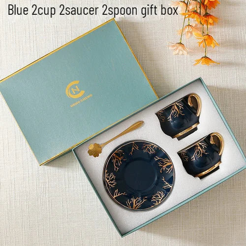 European Coffee Cup Household Afternoon Tea Set High Appearance Level Ceramic Gold Cup Light Luxury Coffee Cup and Saucer Set