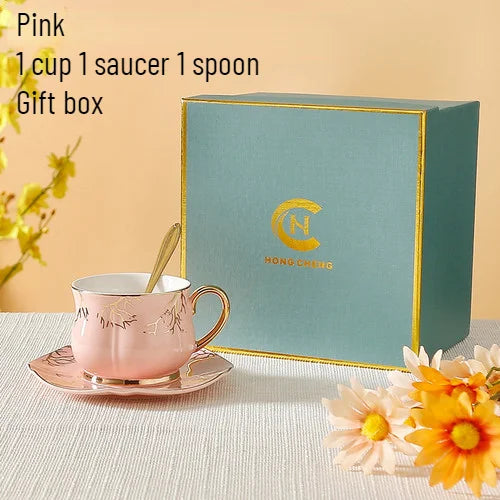 European Coffee Cup Household Afternoon Tea Set High Appearance Level Ceramic Gold Cup Light Luxury Coffee Cup and Saucer Set