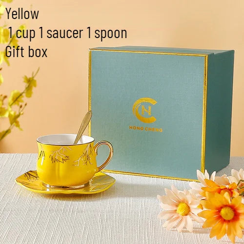 European Coffee Cup Household Afternoon Tea Set High Appearance Level Ceramic Gold Cup Light Luxury Coffee Cup and Saucer Set