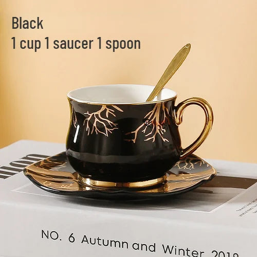 European Coffee Cup Household Afternoon Tea Set High Appearance Level Ceramic Gold Cup Light Luxury Coffee Cup and Saucer Set