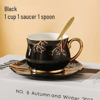 European Coffee Cup Household Afternoon Tea Set High Appearance Level Ceramic Gold Cup Light Luxury Coffee Cup and Saucer Set