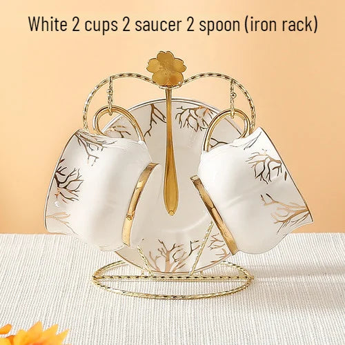 European Coffee Cup Household Afternoon Tea Set High Appearance Level Ceramic Gold Cup Light Luxury Coffee Cup and Saucer Set