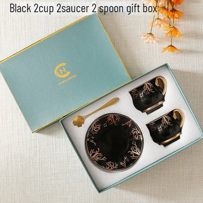 European Coffee Cup Household Afternoon Tea Set High Appearance Level Ceramic Gold Cup Light Luxury Coffee Cup and Saucer Set