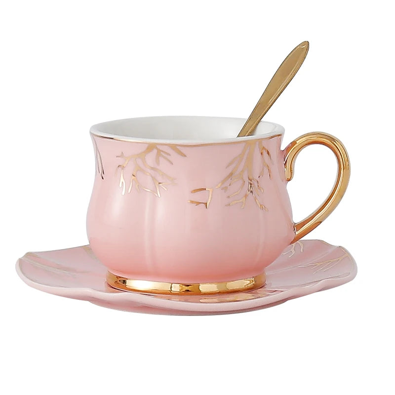 European Coffee Cup Household Afternoon Tea Set High Appearance Level Ceramic Gold Cup Light Luxury Coffee Cup and Saucer Set