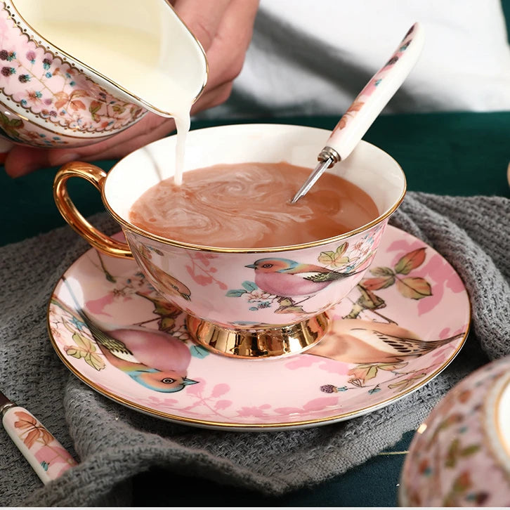 European Coffee Cup Set Bone Porcelain Cup Plate Household Ceramic Light Luxury Afternoon Tea Set Tea Cup High Beauty
