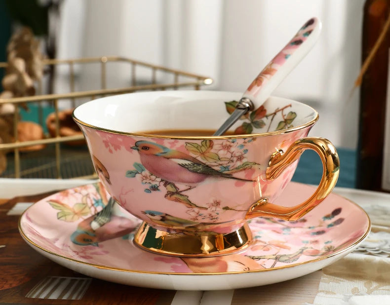 European Coffee Cup Set Bone Porcelain Cup Plate Household Ceramic Light Luxury Afternoon Tea Set Tea Cup High Beauty