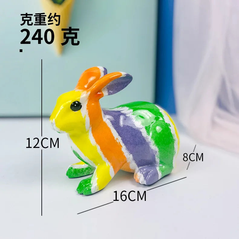 European Rabbit Ornaments Modern Creative Home Ornaments Colorful Resin Crafts Living Room TV Cabinet Ornaments