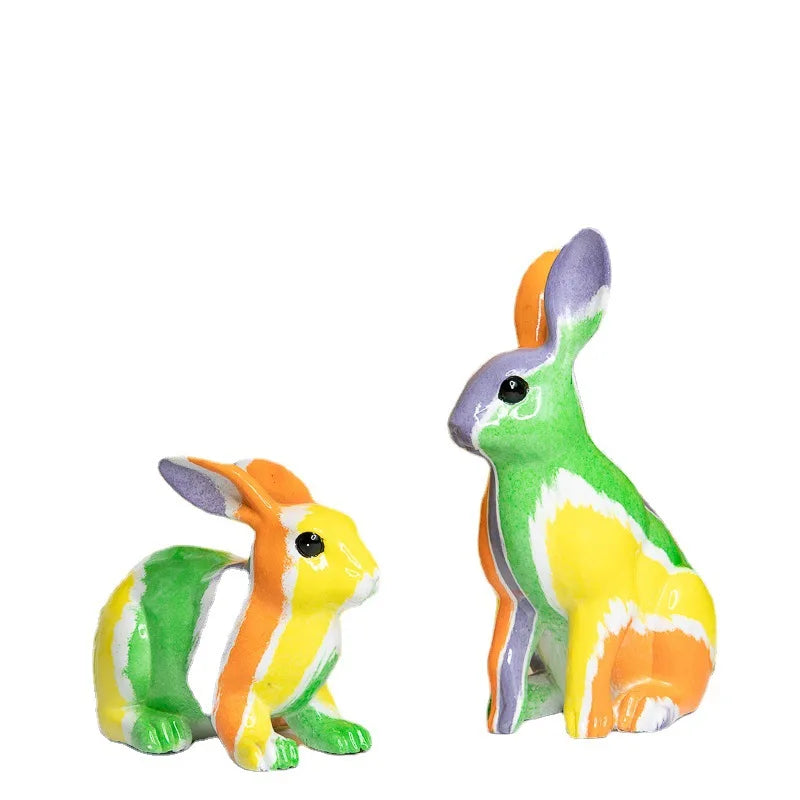European Rabbit Ornaments Modern Creative Home Ornaments Colorful Resin Crafts Living Room TV Cabinet Ornaments