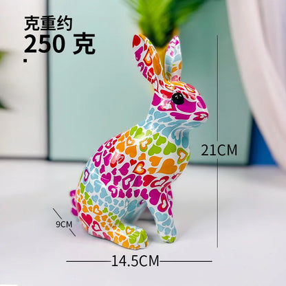European Rabbit Ornaments Modern Creative Home Ornaments Colorful Resin Crafts Living Room TV Cabinet Ornaments