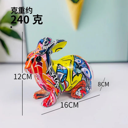 European Rabbit Ornaments Modern Creative Home Ornaments Colorful Resin Crafts Living Room TV Cabinet Ornaments