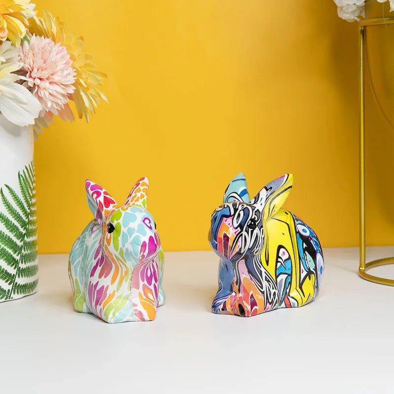 European Rabbit Ornaments Modern Creative Home Ornaments Colorful Resin Crafts Living Room TV Cabinet Ornaments