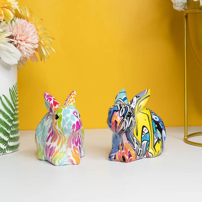 European Rabbit Ornaments Modern Creative Home Ornaments Colorful Resin Crafts Living Room TV Cabinet Ornaments