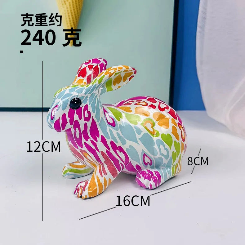 European Rabbit Ornaments Modern Creative Home Ornaments Colorful Resin Crafts Living Room TV Cabinet Ornaments
