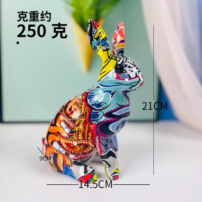European Rabbit Ornaments Modern Creative Home Ornaments Colorful Resin Crafts Living Room TV Cabinet Ornaments