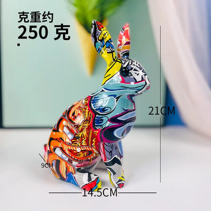 European Rabbit Ornaments Modern Creative Home Ornaments Colorful Resin Crafts Living Room TV Cabinet Ornaments