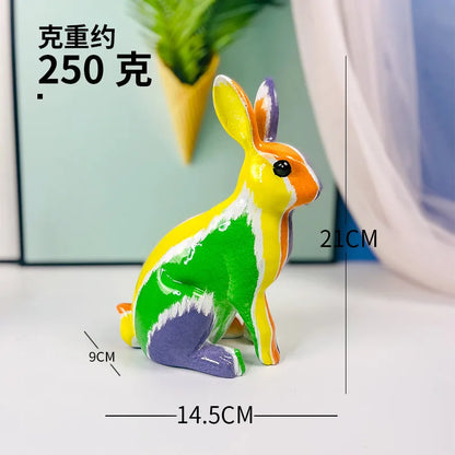 European Rabbit Ornaments Modern Creative Home Ornaments Colorful Resin Crafts Living Room TV Cabinet Ornaments