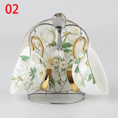 European Royal Coffee Cups,Lover Couple Mugs Bone China Ceramic Tea 2 Cup 2 Saucer Set Advanced Porcelain Mug For Afternoon tea