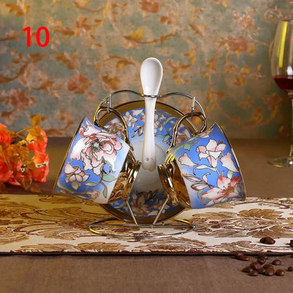 European Royal Coffee Cups,Lover Couple Mugs Bone China Ceramic Tea 2 Cup 2 Saucer Set Advanced Porcelain Mug For Afternoon tea