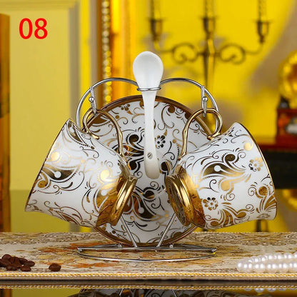 European Royal Coffee Cups,Lover Couple Mugs Bone China Ceramic Tea 2 Cup 2 Saucer Set Advanced Porcelain Mug For Afternoon tea