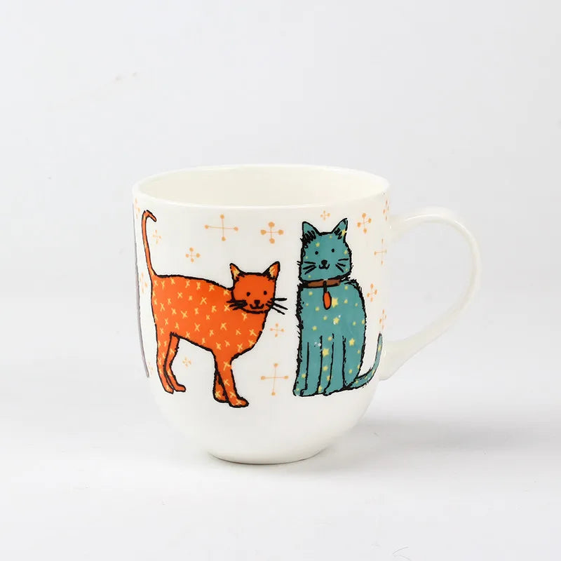 European Strolling Cat Bone China Teapot Large Capacity Heat-resistant Ceramic Water Kettle British High-end Coffee Cup Set