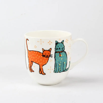 European Strolling Cat Bone China Teapot Large Capacity Heat-resistant Ceramic Water Kettle British High-end Coffee Cup Set