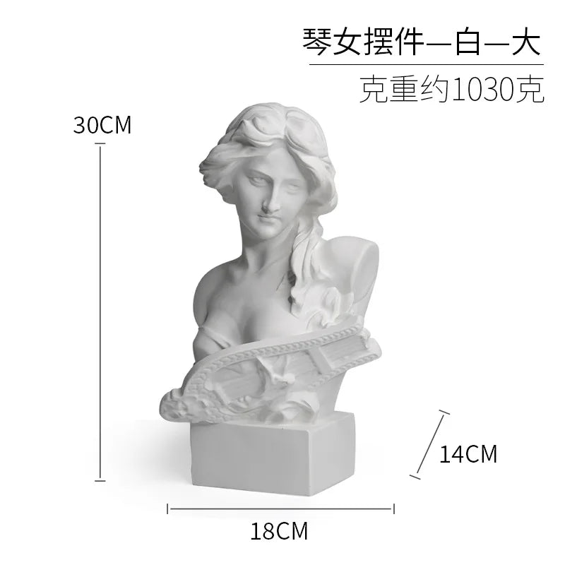 European Style Art Home Furnishings Qin Women's Imitation Plaster Figurines Resin Crafts Display Ornaments Home Decor