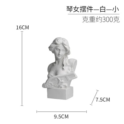 European Style Art Home Furnishings Qin Women's Imitation Plaster Figurines Resin Crafts Display Ornaments Home Decor