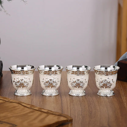 European Style Home Delicate Rose Tea Set Chinese Kung Fu Tea Set Retro Simple Metal Teapot Cup Teaware Kitchen Dining Bar